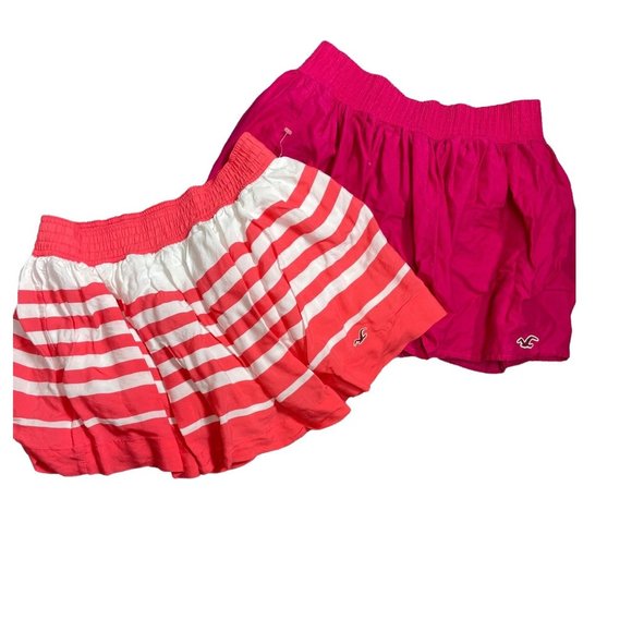 Hollister x2 Bundle Pink, Coral & White Striped Mini Skirts size Medium - Picture 1 of 4